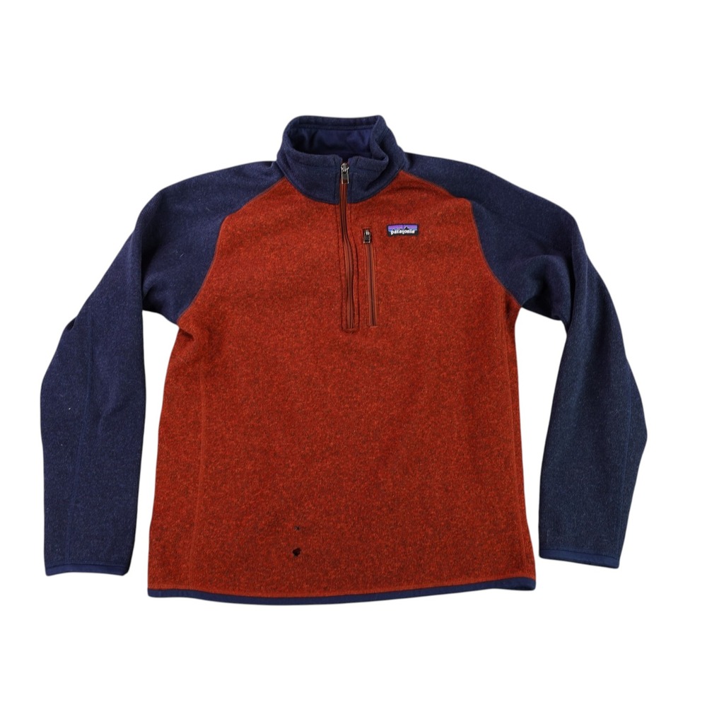 Patagonia Better Sweater 1/4 Zip Mens M Red Navy Blue Fleece Pullover 25523FA21